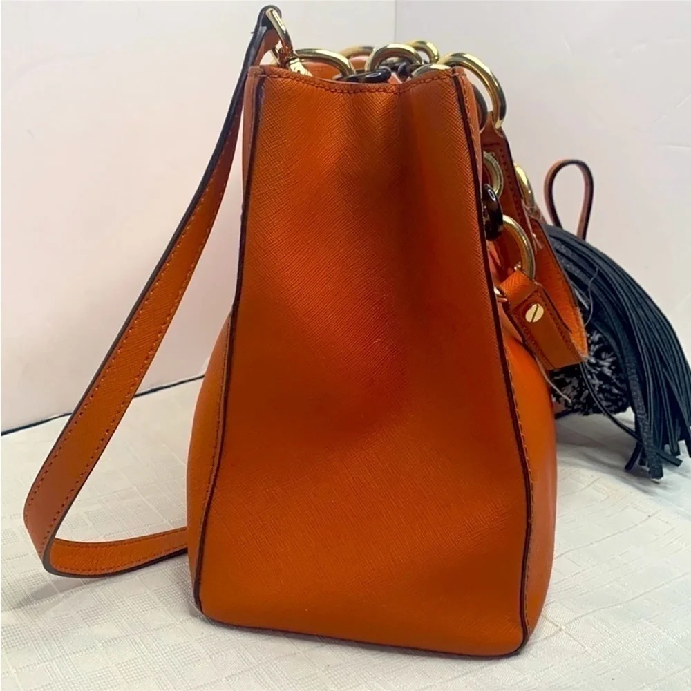 Michael Kors Teagen Small Satchel Crossbody Brown MK Signature Duffle
